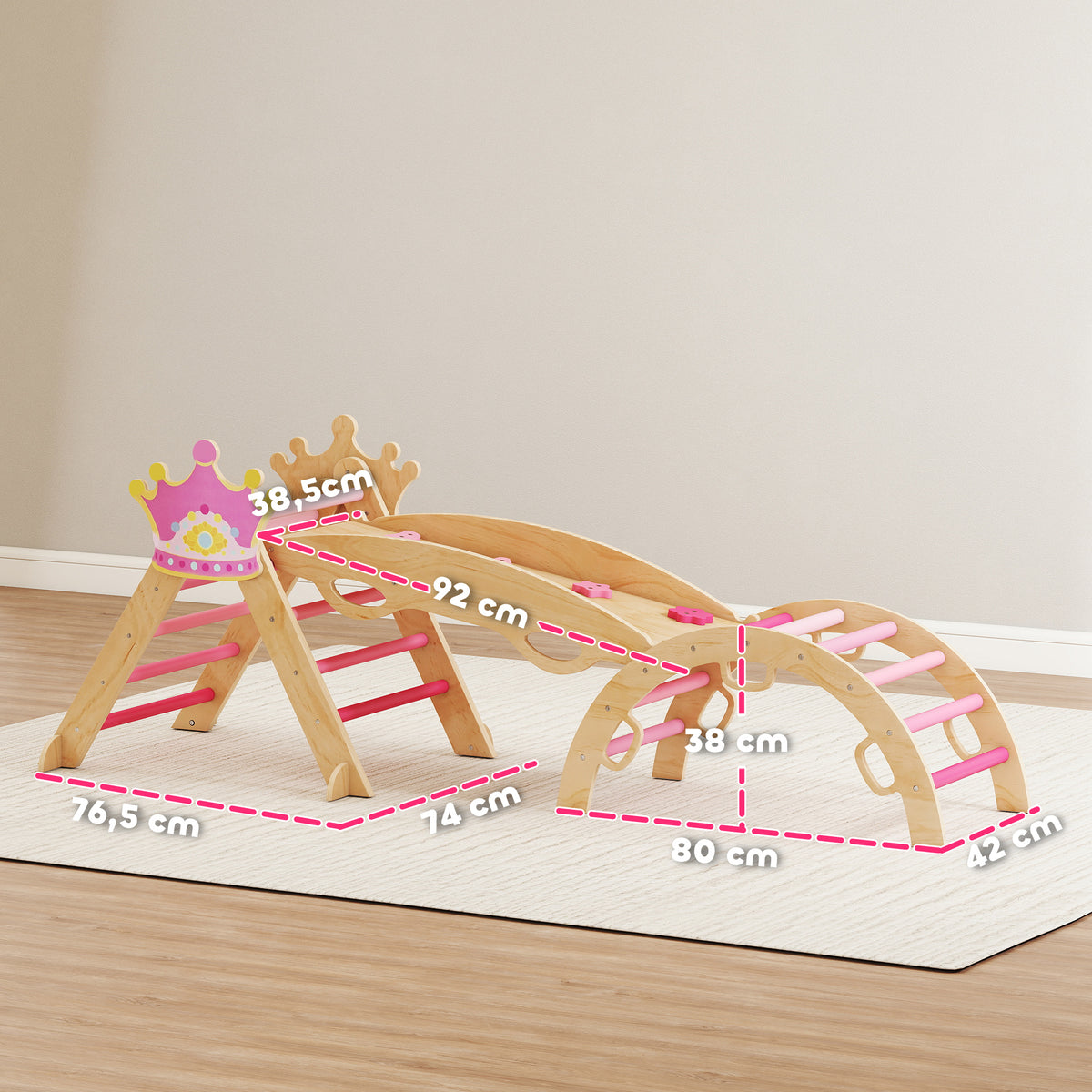 Triángulo De Escalada Aiyaplay Madera Contrachapado Rosa 195x74x38 Cm 331-099v00pk_2