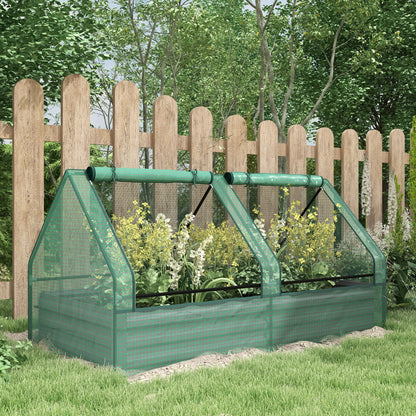 Jardinera Con Invernadero Outsunny Acero Galvanizado, Pe Verde Y Gris 185x95x92 Cm_1