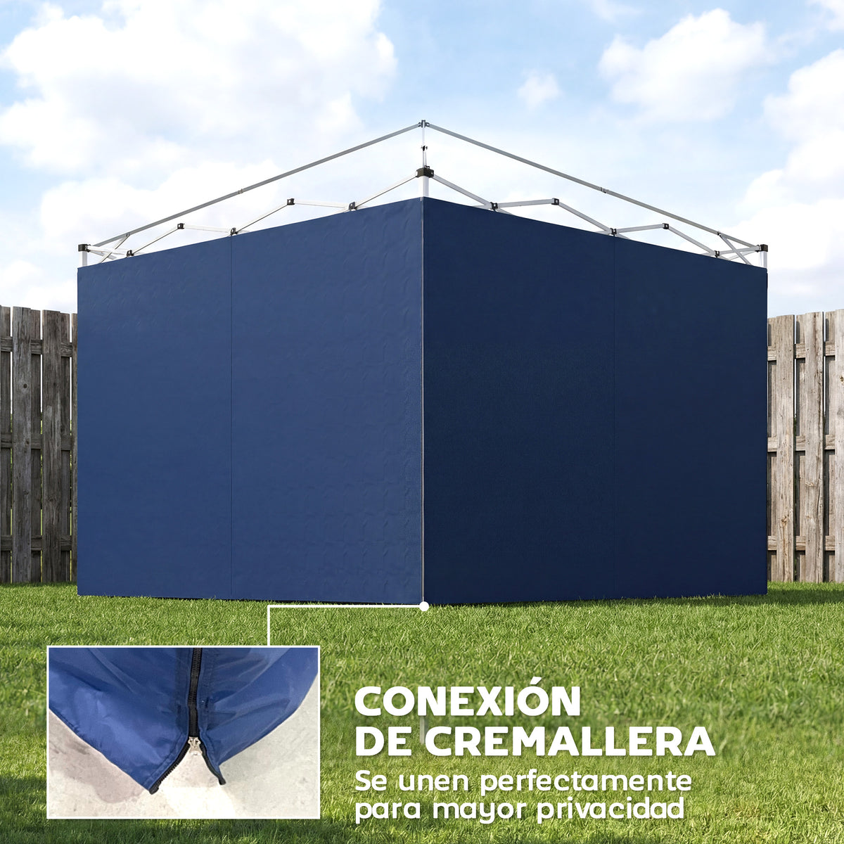 Paredes Laterales Carpa Outsunny Tela Oxford Azul 300x200 Cm_5