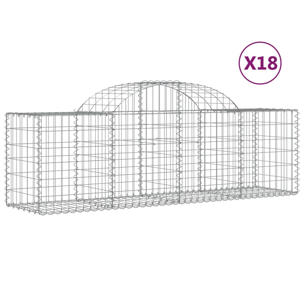 Cestas De Gaviones 18 Uds Forma De Arco Hierro 200x50x60/80 Cm_0