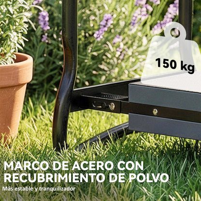 Taburete De Jardín Outsunny Acero, Eva Negro 60x27x49 Cm_5