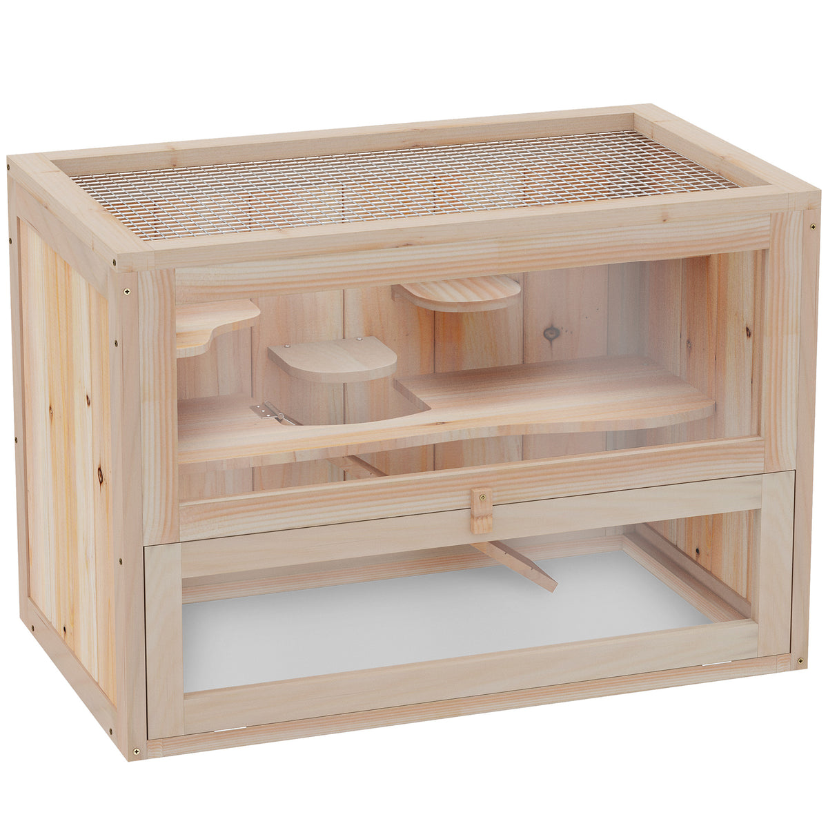 Jaula Madera Para Hámster Pawhut Natural 60x35x42 Cm_0