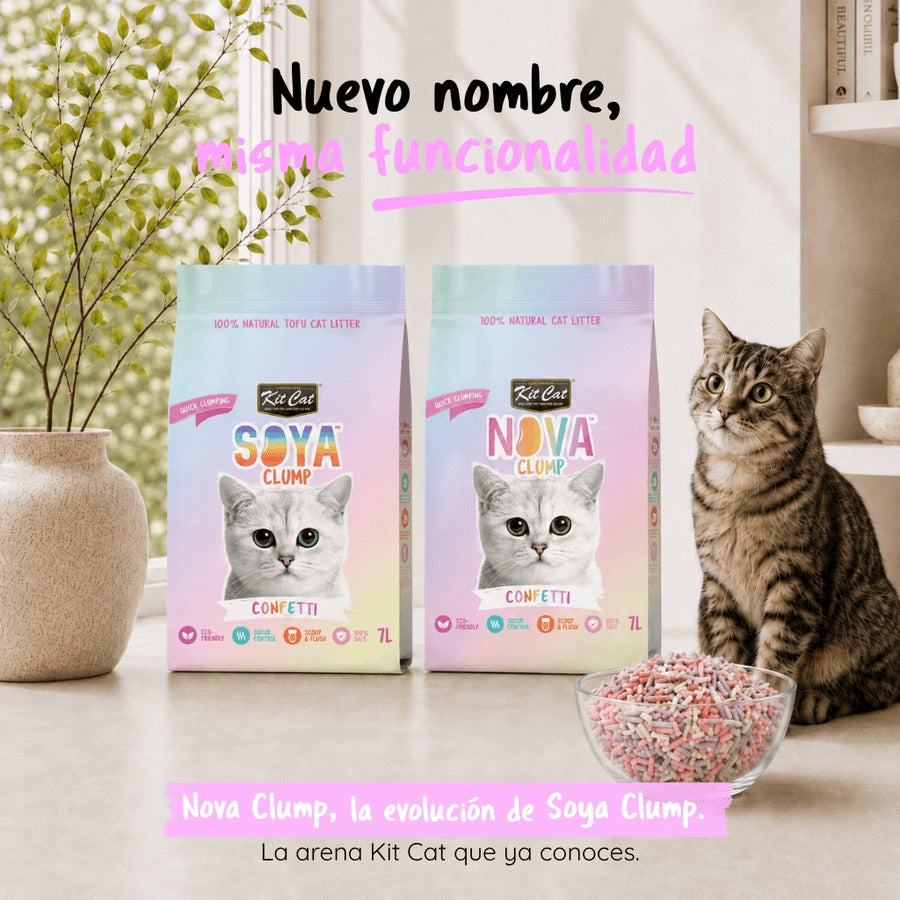 Pack 6 Kit Cat Arena Eco Nova Clump - Confetti 7 L Arena para gatos - Mezcla de Original, Fresa y Lavanda