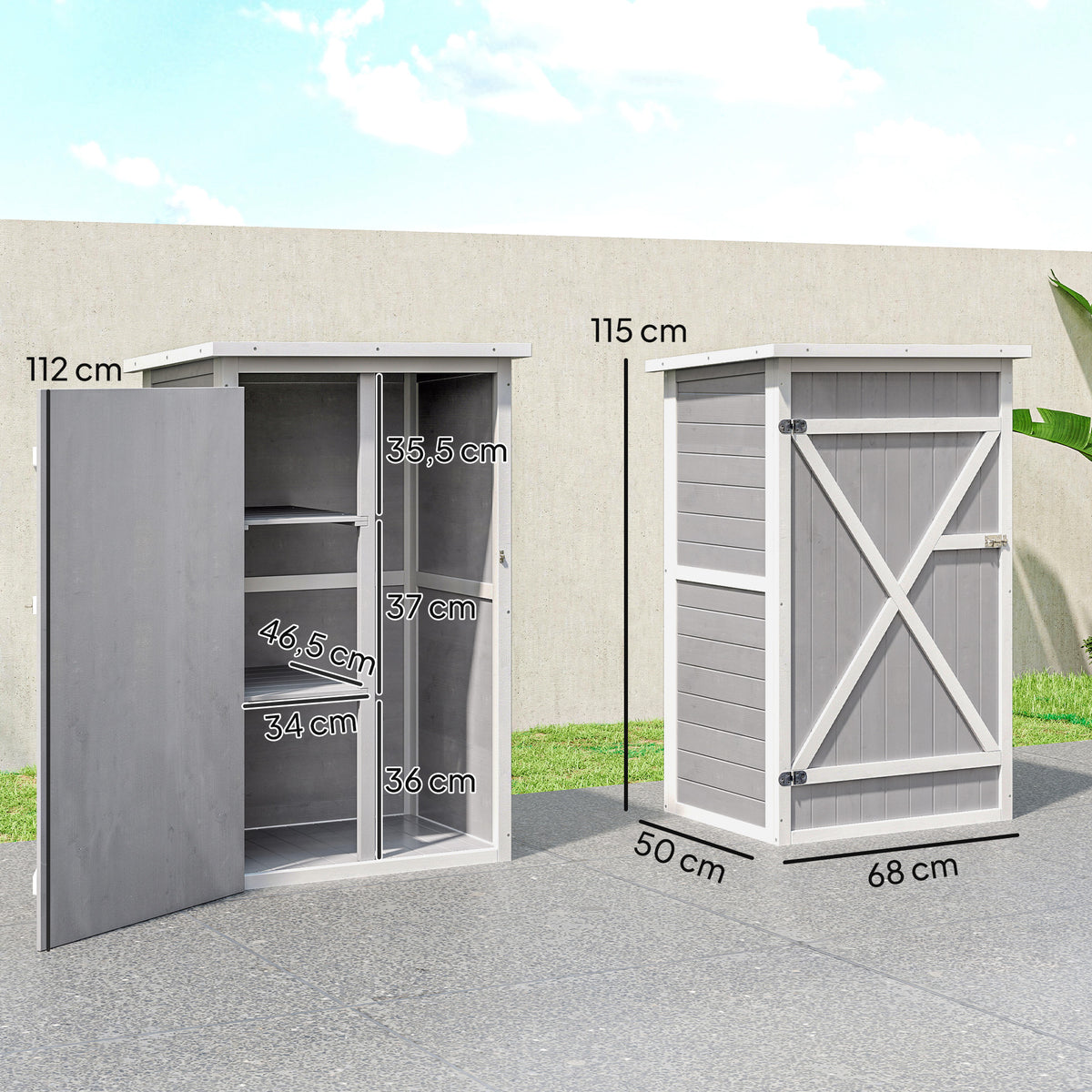 Caseta Para Jardín 76x56x115 Cm Gris_2