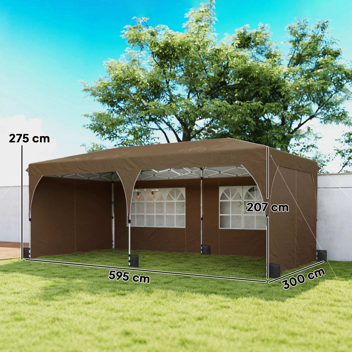 Carpa Plegable Outsunny Tela Oxford, Metal Beige 595x300x275 Cm_2