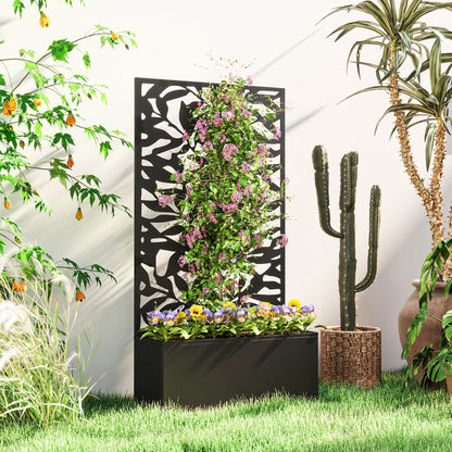 Jardinera Exterior Outsunny Metal Negro 61x23x113 Cm_1