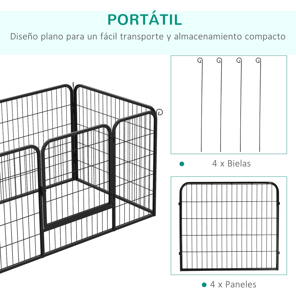 Pawhut Jaula Valla Corral 125x80x70 Cm Mascota Perro Gato Mascotas_3