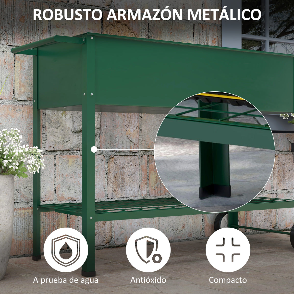 Mesa De Cultivo Outsunny Metal Verde 109x44x80 Cm_5