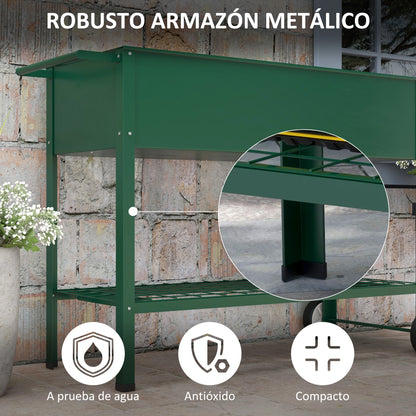 Mesa De Cultivo Outsunny Metal Verde 109x44x80 Cm_5