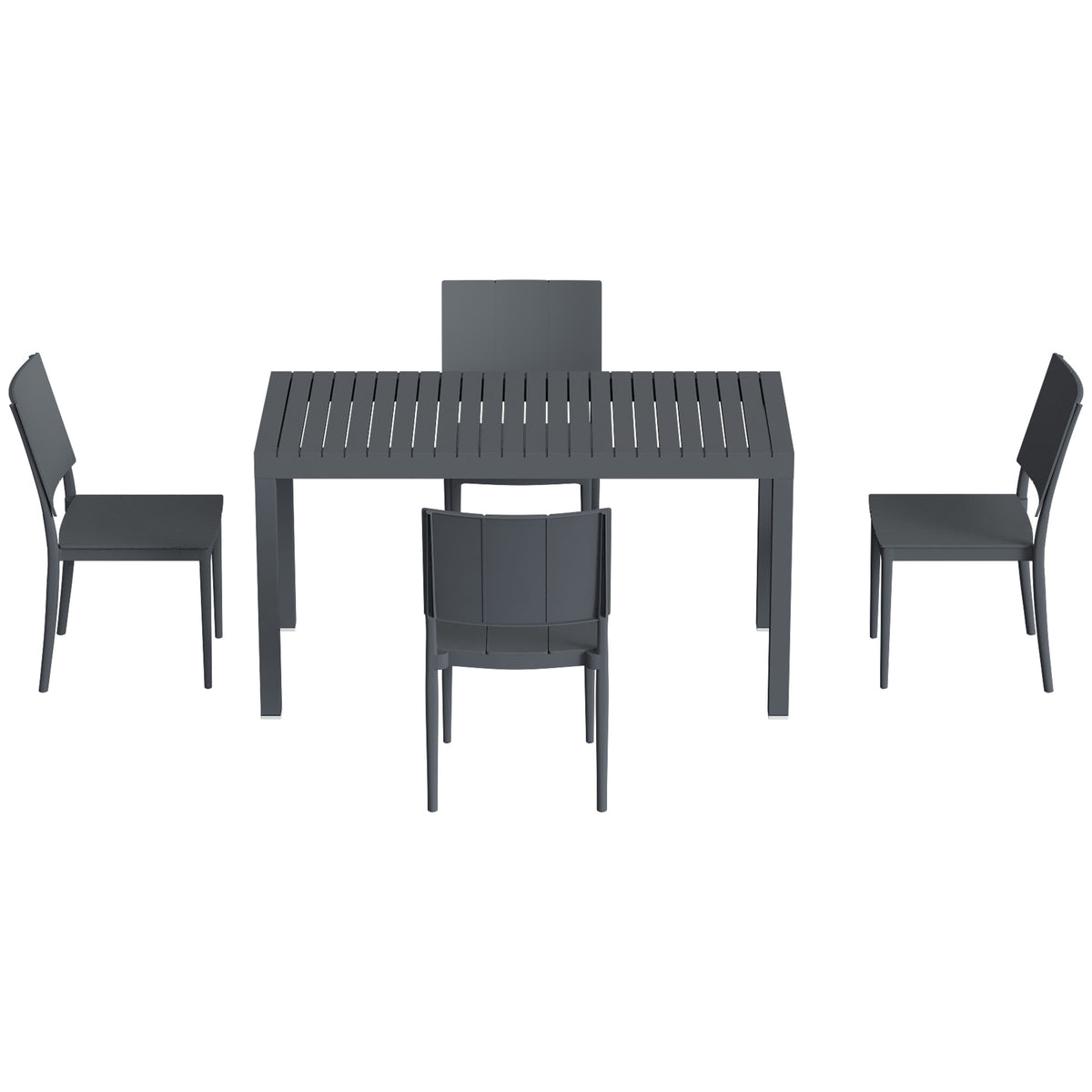 Conjunto De Jardín Outsunny Metal, Pp Gris Oscuro 141.5x70.5x74.5 Cm_4