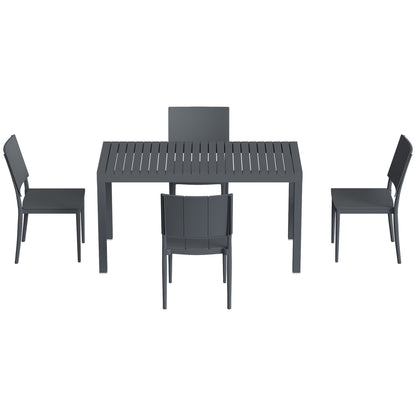Conjunto De Jardín Outsunny Metal, Pp Gris Oscuro 141.5x70.5x74.5 Cm_4