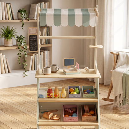 Supermercado De Juguete Aiyaplay Mdf, Madera Verde 52x30x92.5 Cm_4