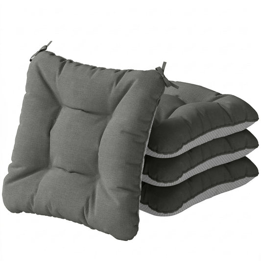 Cojines Para Sillas Outsunny Poliéster, Espuma Gris Oscuro 39.5x39.5x10 Cm_0