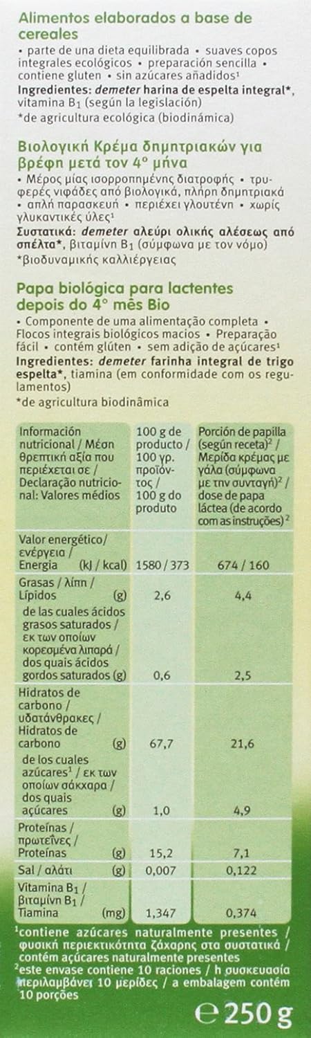 Papilla BIO  de espelta +4 meses Holle 250 g