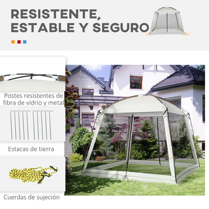 Carpa De Jardín Para 6-8 Personas Outsunny 300x300x240 Cm Blanco_5