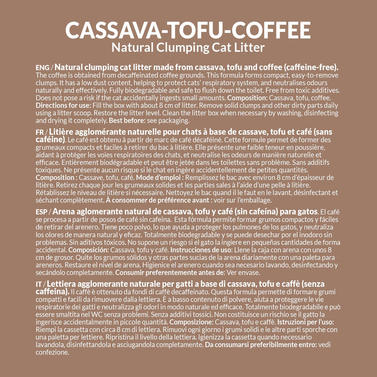Arena de Yuca y Café para Gatos Arquivet 6L