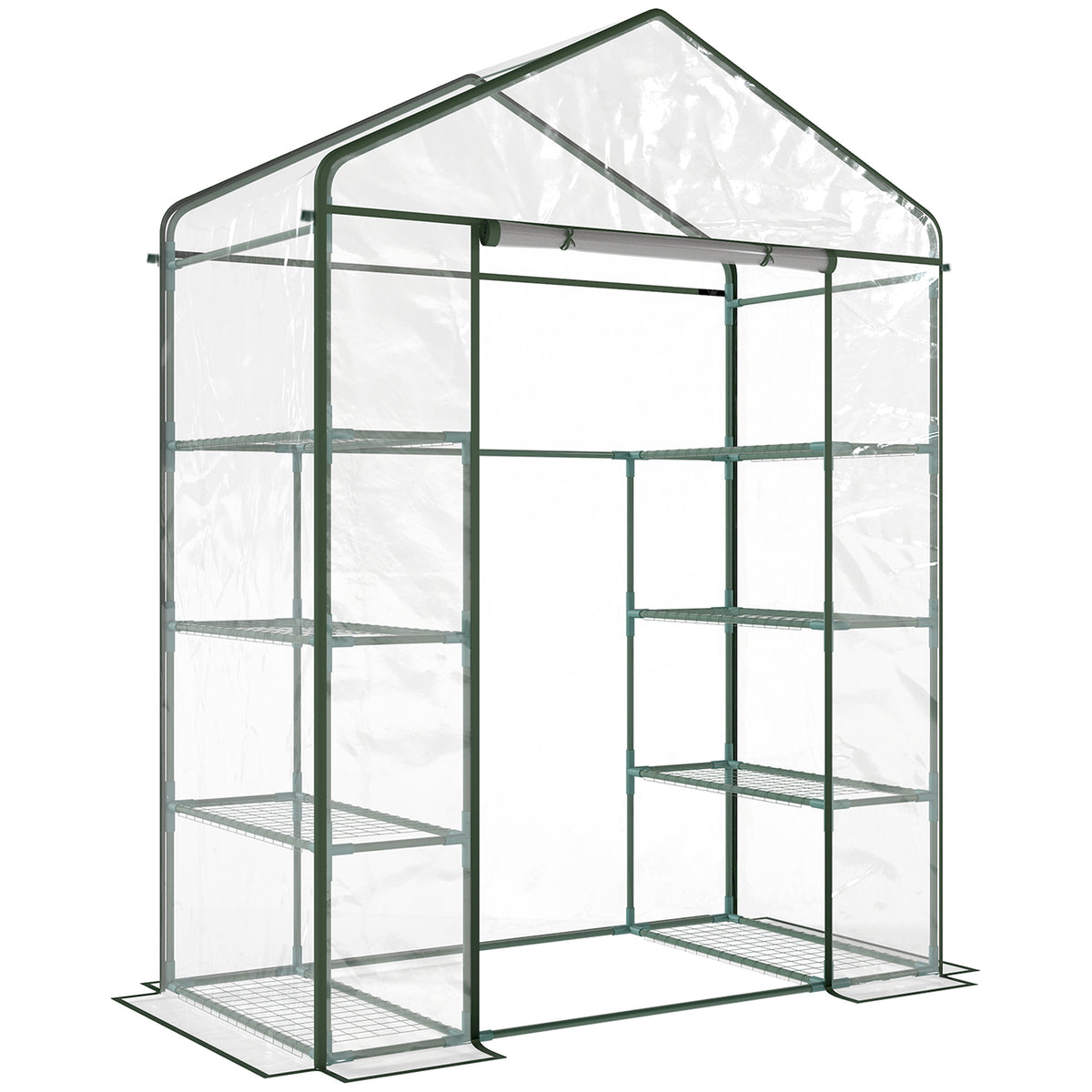 Invernadero De Jardín Outsunny Tubo De Acero, Pvc Verde 143x73x195cm_0