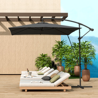 Parasol Excéntrico Outsunny Metal, Poliéster Gris Oscuro 247x247x264 Cm_1