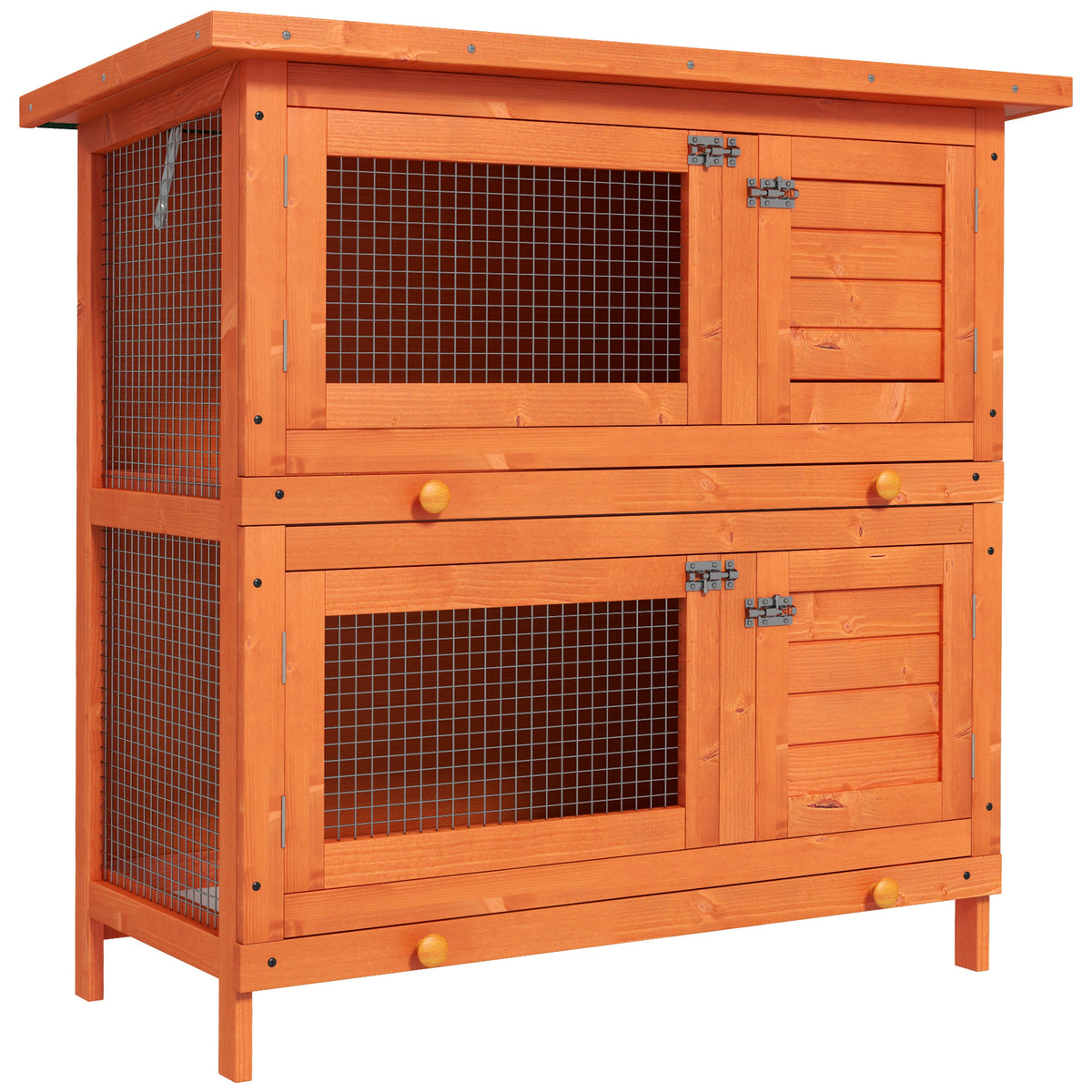 Conejera De Madera Exterior Techo Abrible Pawhut 90x45x90 Cm Natural_0