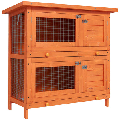 Conejera De Madera Exterior Techo Abrible Pawhut 90x45x90 Cm Natural_0