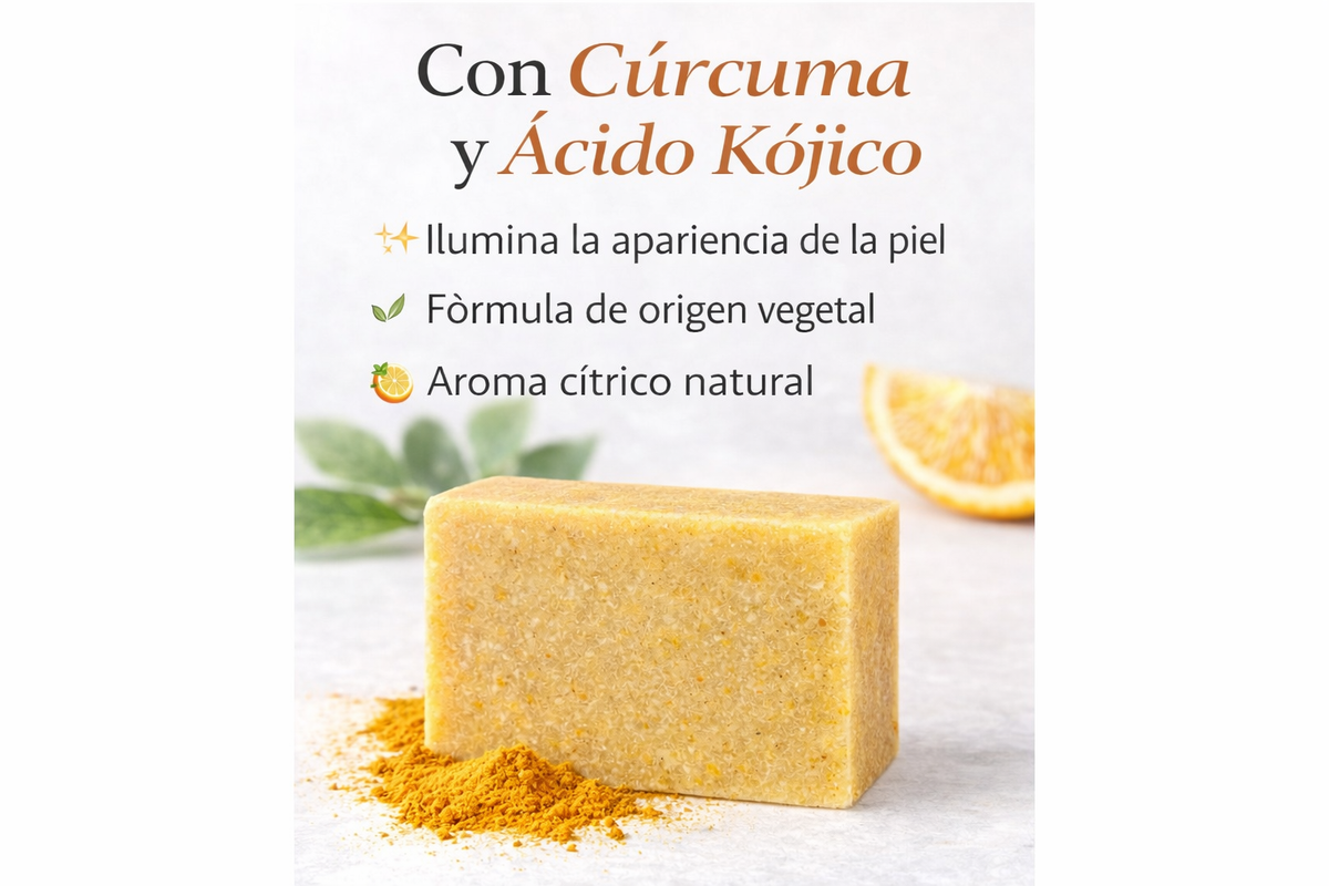 Jabón Sólido Natural con Cúrcuma y Ácido Kójico 100 g | Limpieza Iluminadora para el Rostro | M&On Naturals_1