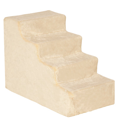 Pawhut Escalera Para Mascotas De 4 Peldaños Con Funda Extraíble 60x35x44cm Beige_1