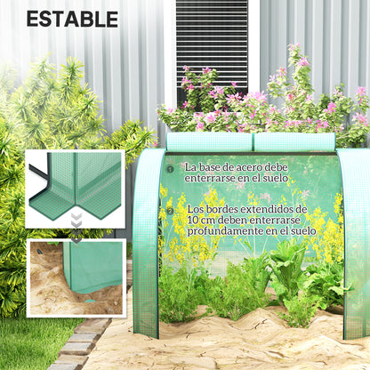 Invernadero Pequeño Outsunny Pe, Acero Verde 395x100x80 Cm 845-234v03gn_4