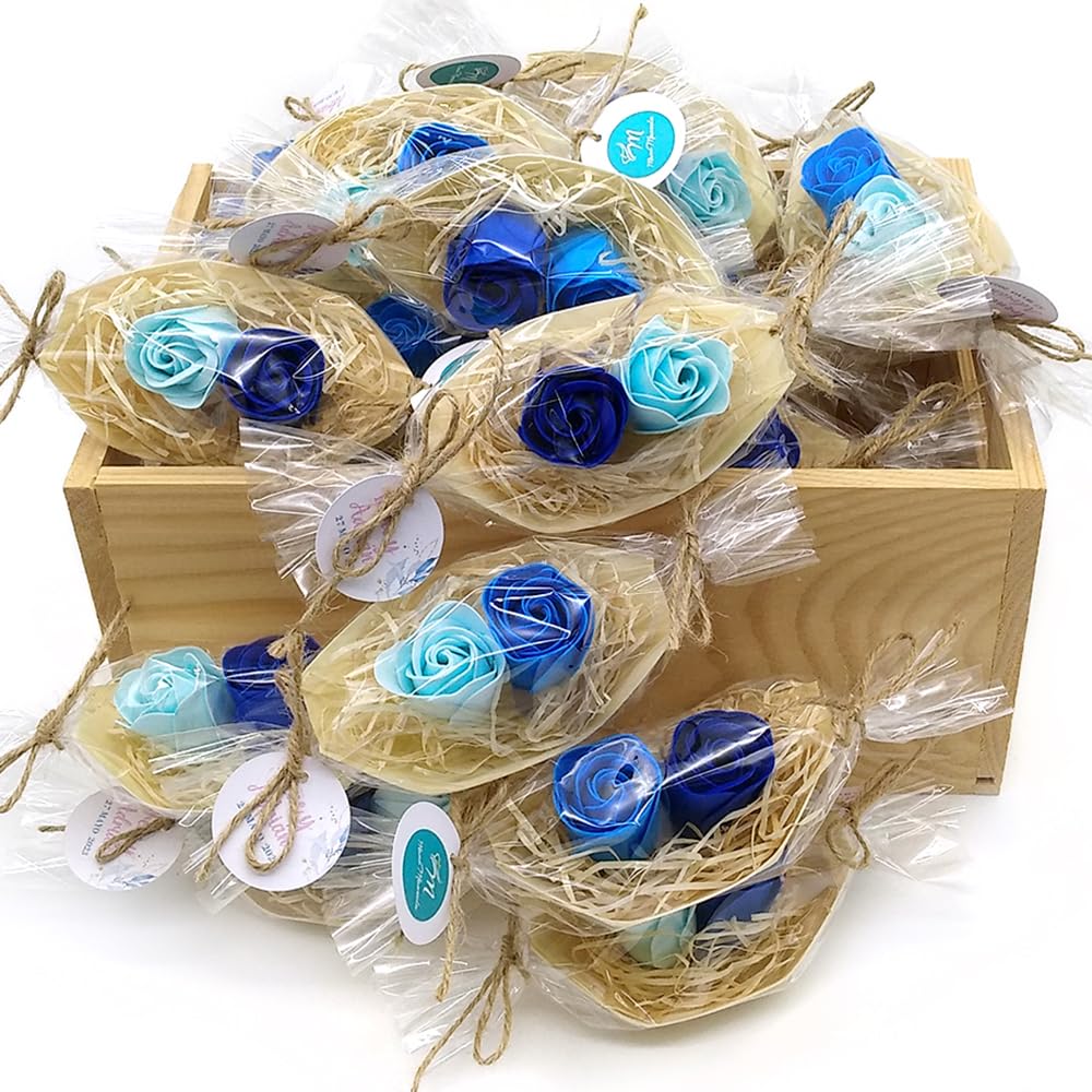 100 Barcas Con Flores Para Regalo Invitados (azul) - Rosas De Jabón Para Baño Aromático. Detalle Original Para Eventos_0