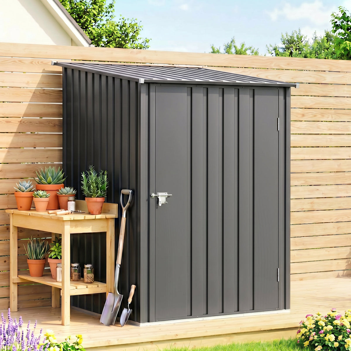 Caseta De Jardín 0,92 M² Con Cerradura Outsunny 100x103x160 Cm Gris_1