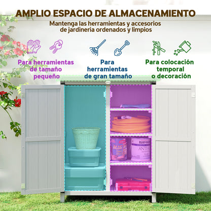 Armario De Jardín Outsunny Madera De Abeto Gris 75x40x90 Cm_3