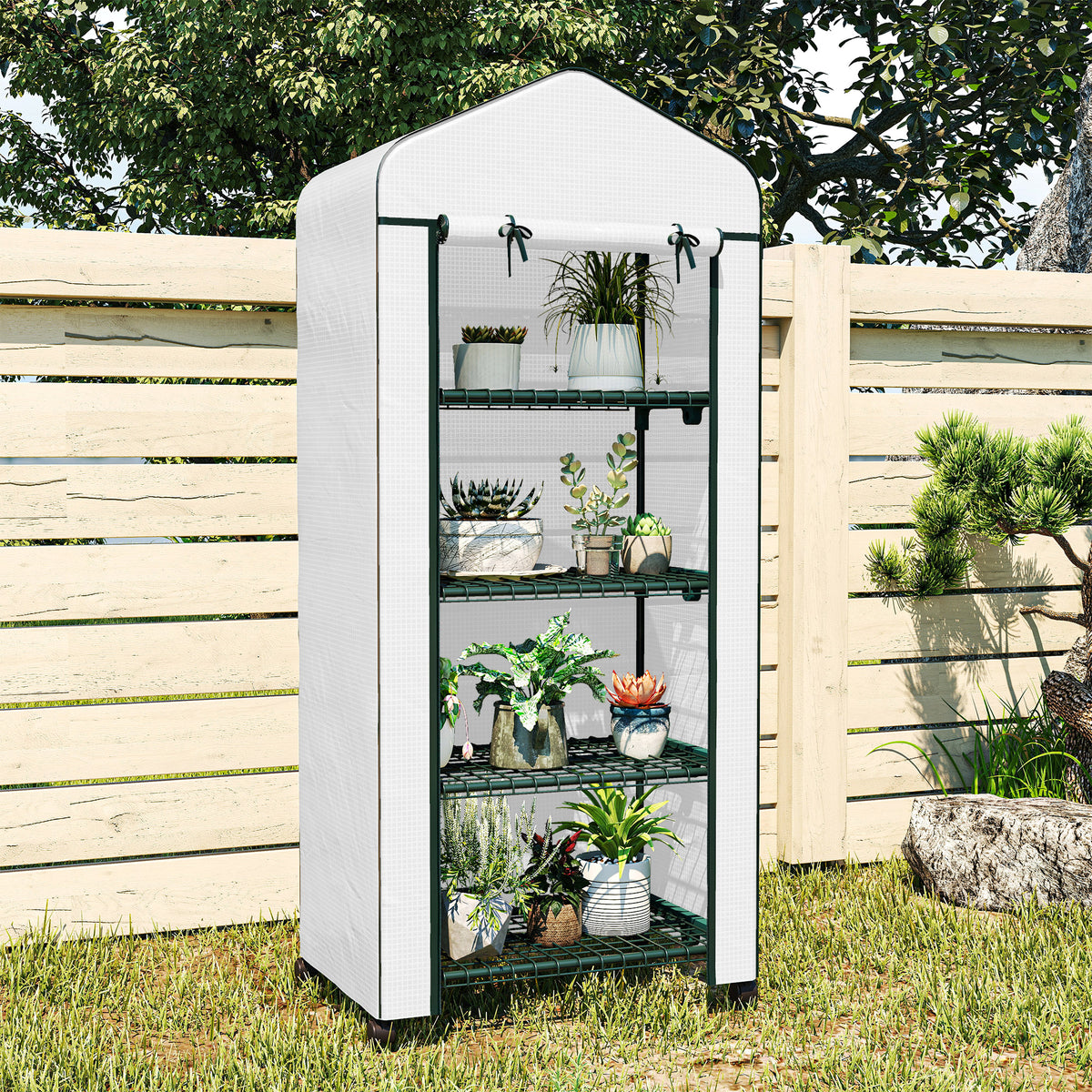 Invernadero De Jardín Outsunny Acero, Pe Blanco 69x50x165 Cm 845-228v05wt_3