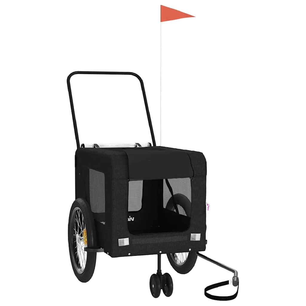 Remolque De Bicicleta Mascotas Hierro Tela Oxford Negro_0