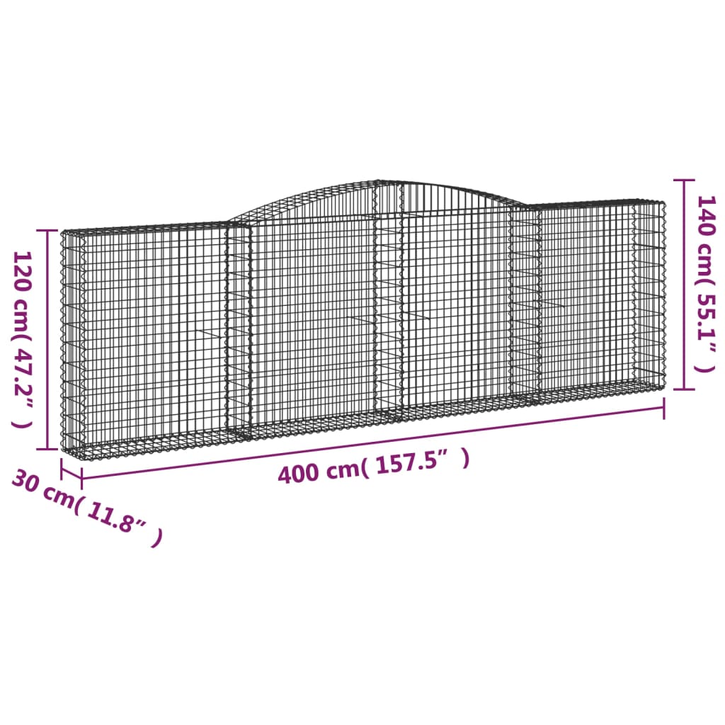 Cestas De Gaviones 6 Uds Forma De Arco Hierro 400x30x120/140 Cm_5