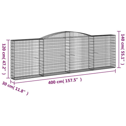 Cestas De Gaviones 6 Uds Forma De Arco Hierro 400x30x120/140 Cm_5