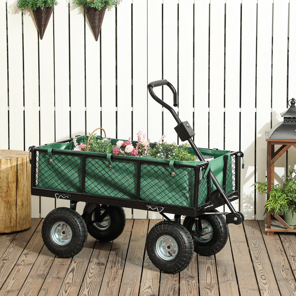 Carro De Playa Outsunny Acero, Tela Oxford Verde 105x51x54 Cm_1
