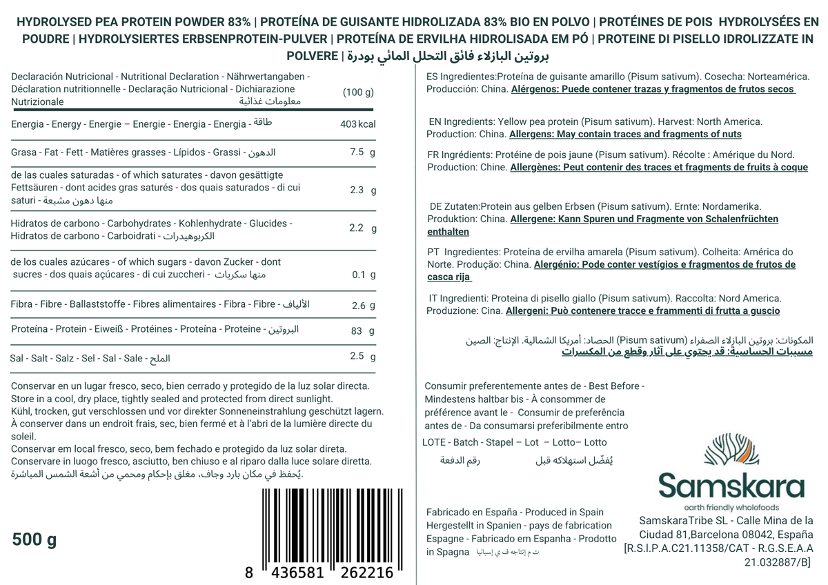 Proteína De Guisante Ultra Hidrolizada - 4kg (500g Envase Retail + 3,5kg Bolsa Granel De Recarga) | Proteína Vegetal_1