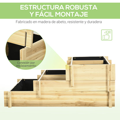 Jardinera Outsunny Madera De Abeto Madera Natural 93x93x35 Cm_5