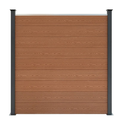 Vallas Para Exteriores De Wpc Y Aluminio - 1x Panel + 2x Postes | Marrón_3