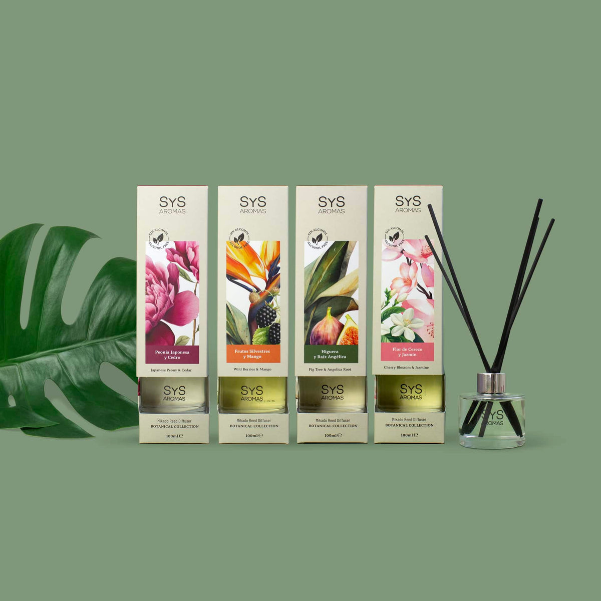 Ambientador Mikado Peonía Japonesa y Cedro Botanical SYS Aromas 100 ml | Floral y Amaderado | Sin Alcohol_3