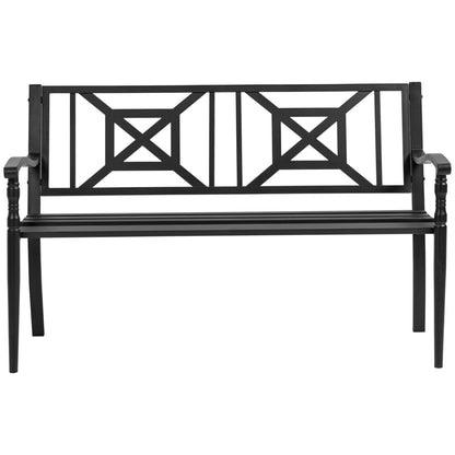 Banco Jardín 2 Plazas Con Reposabrazos Outsunny 128x62,5x81,5 Cm Negro_4