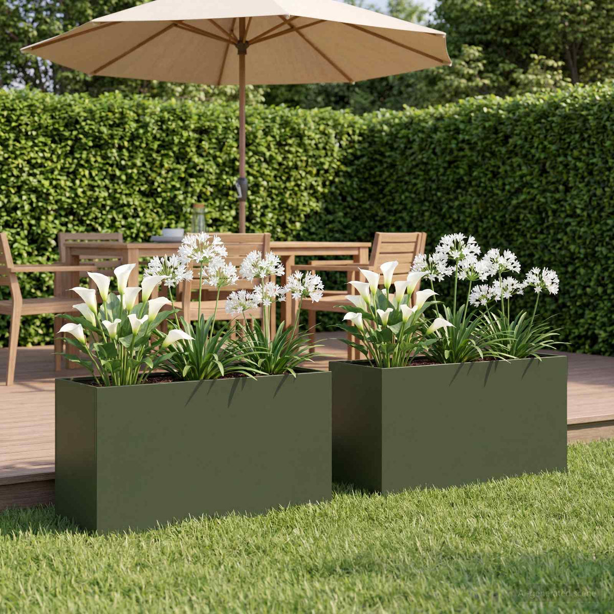 Macetero De Jardín 2 Uds. Verde Oliva 80 X 30 X 40 Cm_1