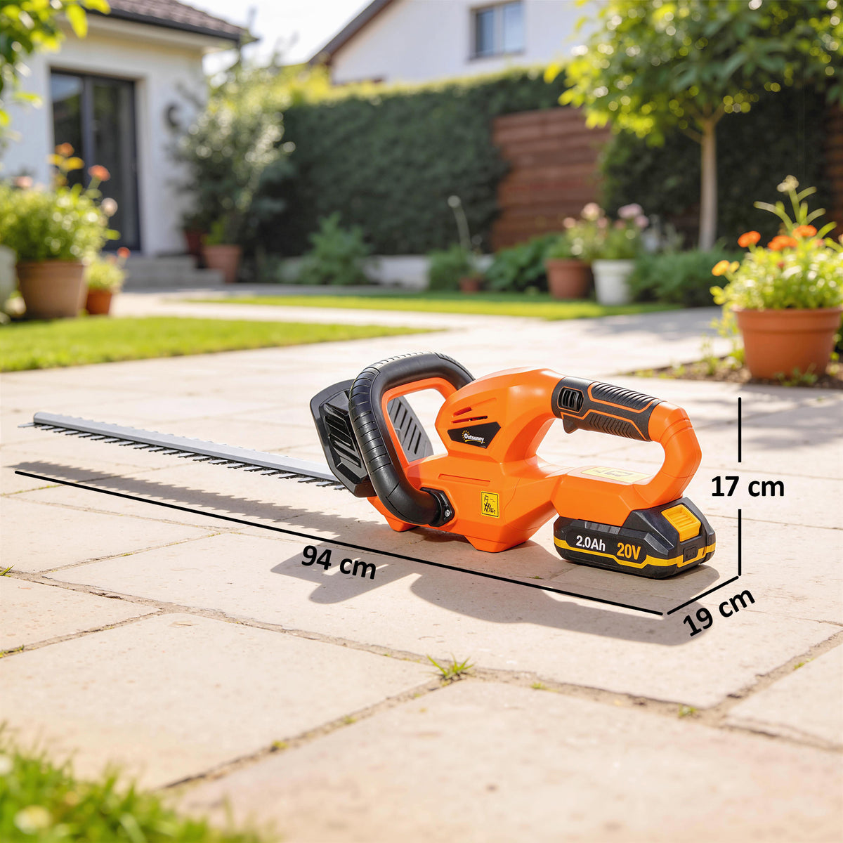 Cortasetos Eléctrico Outsunny Abs, 65mn Naranja 94x19x17 Cm_2