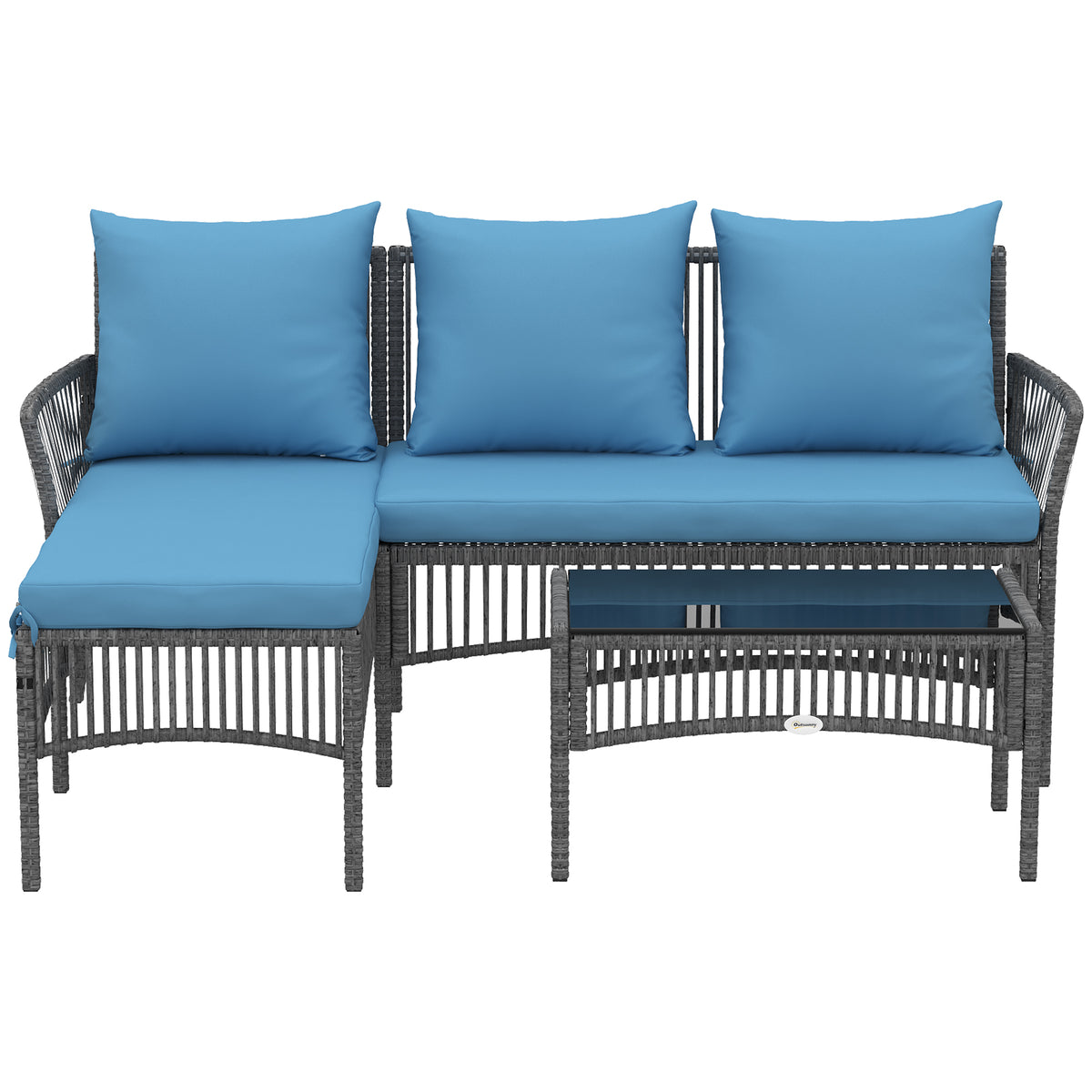 Muebles De Jardín Outsunny Acero, Pe Azul Claro 166x115x79 Cm_3