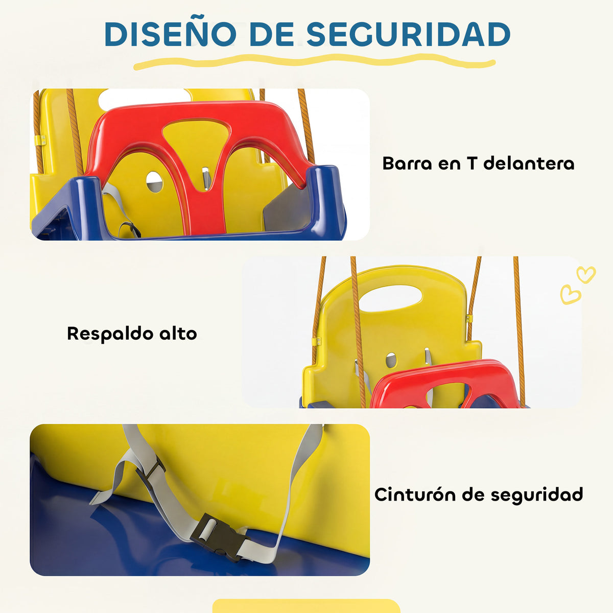 Columpio Infantil Outsunny Pp, Pe Azul 42x33x38 Cm_5