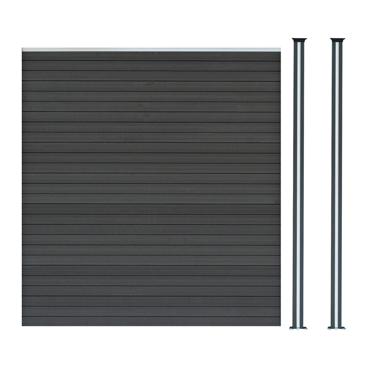 Vallas Para Exteriores De Wpc Y Aluminio - 1x Panel + 2x Postes | Gris_0