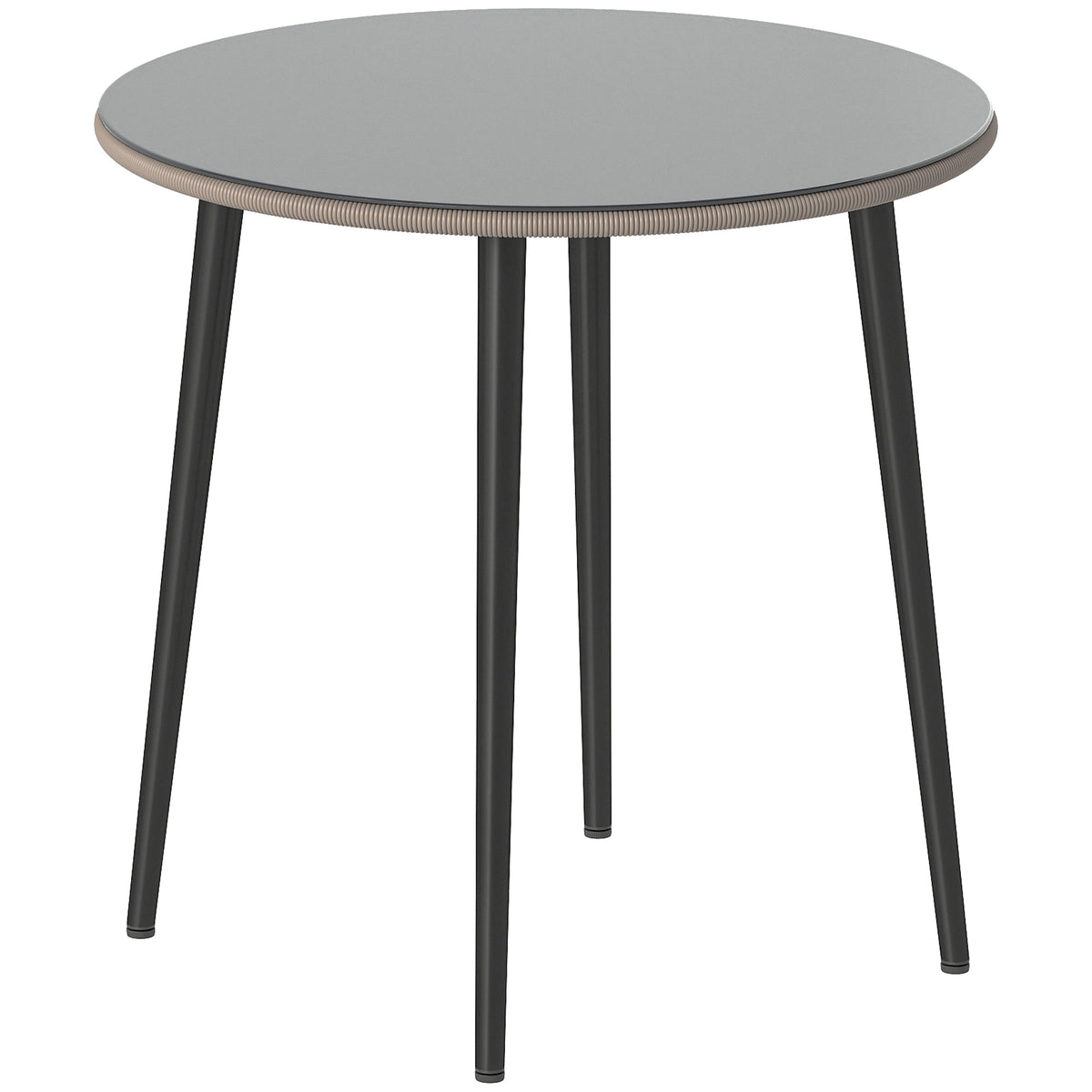 Mesa Comedor Jardín Outsunny Acero, Vidrio Templado Gris 80x80x74 Cm_0
