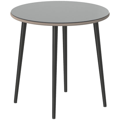 Mesa Comedor Jardín Outsunny Acero, Vidrio Templado Gris 80x80x74 Cm_0