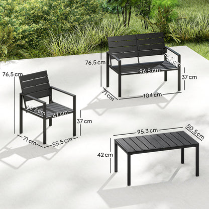 Muebles De Jardín Outsunny Hdpe, Metal Negro 104x71x76.5 Cm_2