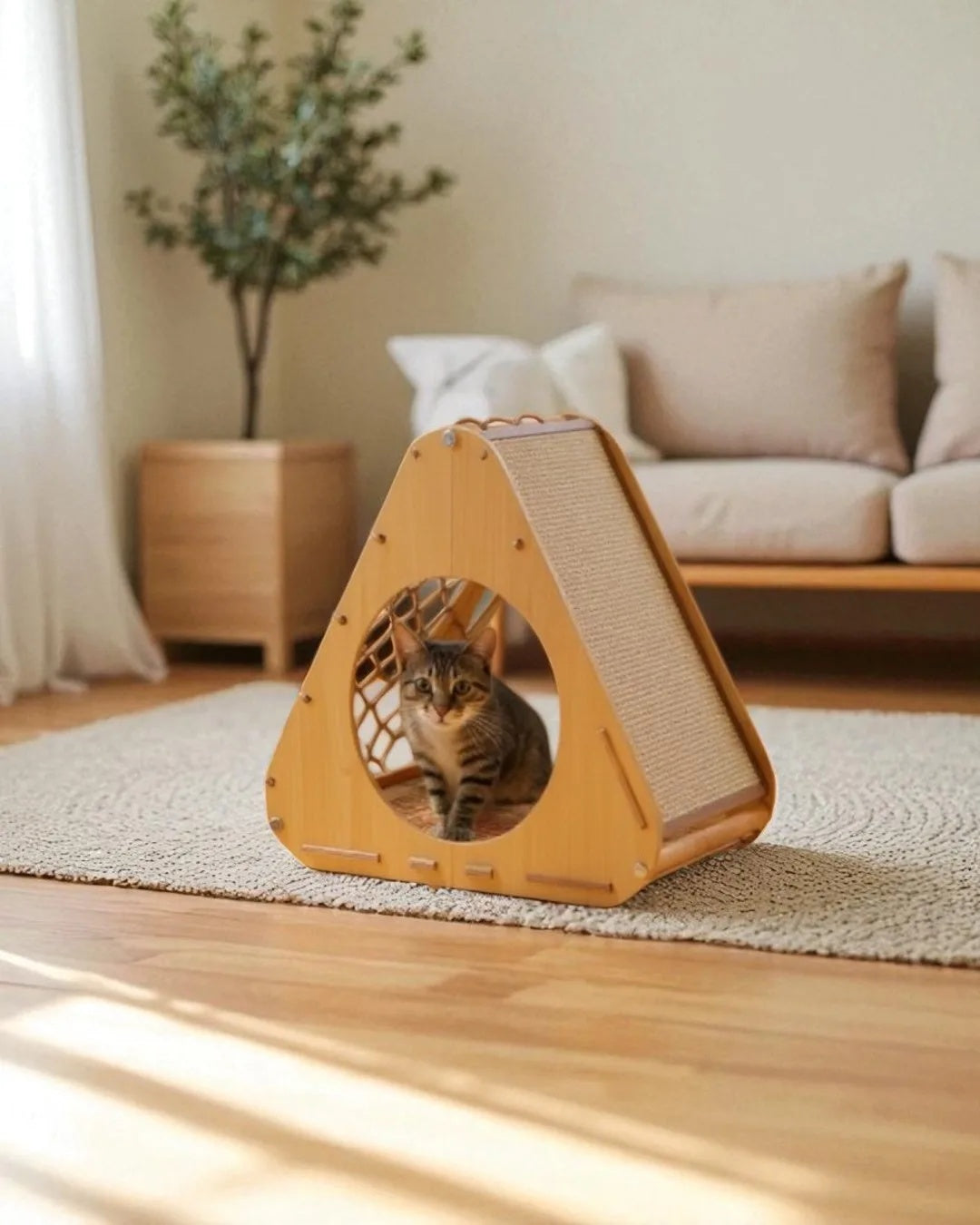Casa Para Gatos Aurea Con Rascador De Sisal Y Refugio De Descanso Althea Living 66x52x55cm_3