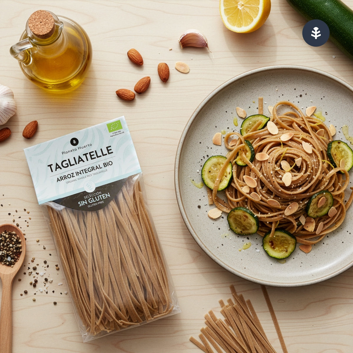 Tallarines de arroz integral ECO sin gluten Planeta Huerto 350 g